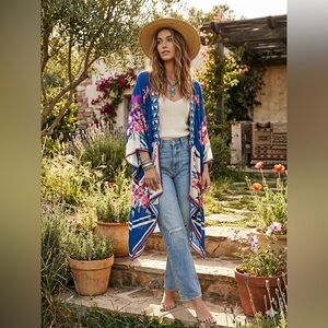 Flying Tomato Blue and Pink Kimono